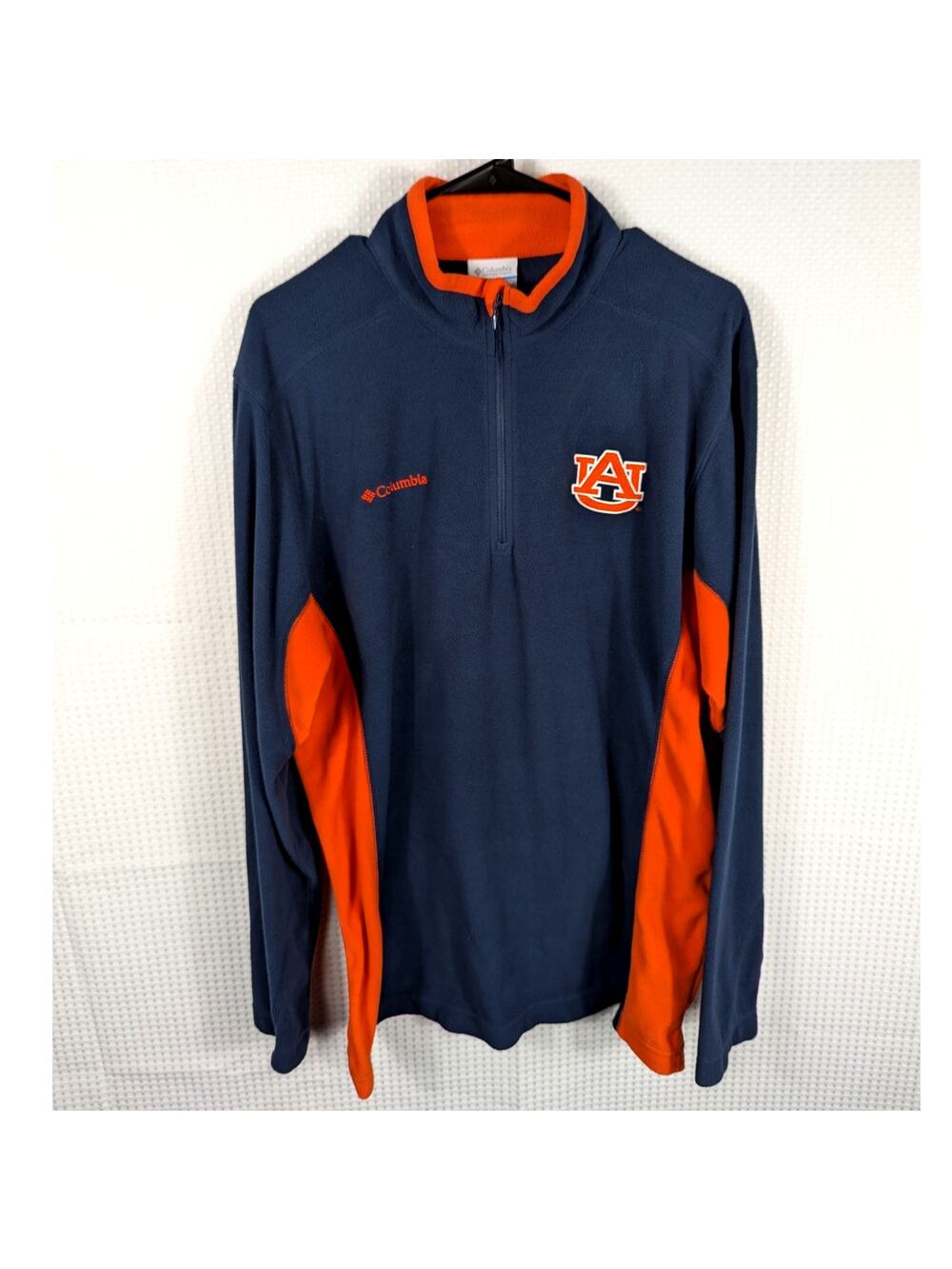 Columbia Auburn Tigers M Fleece Pullover Men Navy Orange Zip NCAA Embroidered
